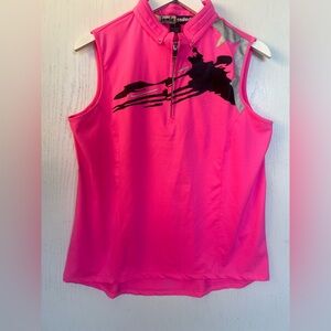 JAMIE SADOCK Neon Pink Stretch 1/2 Zip Golf Top Size Large